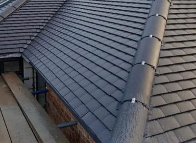 New slate roof with dry ridge